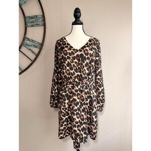 Ann Taylor Dress Animal Print Long Sleeve Lined Belted Size 10 NWT